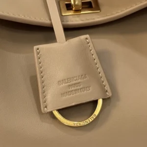 Balenciaga Women Rodeo Handbag Mini In latte Smooth Calfskin Aged-gold Hardware