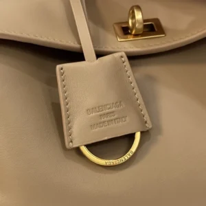 Balenciaga Women Rodeo Handbag Mini In latte Smooth Calfskin Aged-gold Hardware