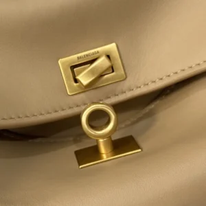 Balenciaga Women Rodeo Handbag Mini In latte Smooth Calfskin Aged-gold Hardware