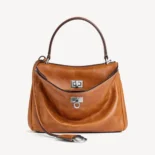 Balenciaga Women Rodeo Handbag Mini in Tan Cowboy Vegetable Tanned Lambskin Aged-silver Hardware