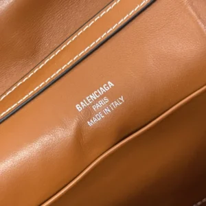 Balenciaga Women Rodeo Handbag Mini in Tan Cowboy Vegetable Tanned Lambskin Aged-silver Hardware