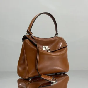 Balenciaga Women Rodeo Handbag Mini in Tan Cowboy Vegetable Tanned Lambskin Aged-silver Hardware