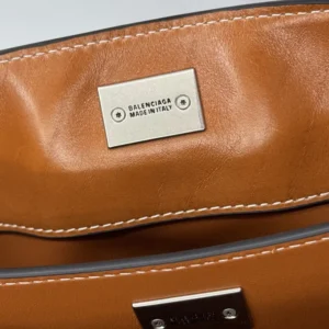 Balenciaga Women Rodeo Handbag Mini in Tan Cowboy Vegetable Tanned Lambskin Aged-silver Hardware