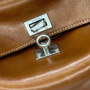 Balenciaga Women Rodeo Handbag Mini in Tan Cowboy Vegetable Tanned Lambskin Aged-silver Hardware