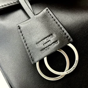 Balenciaga Women Rodeo Handbag Small In Black Smooth Calfskin Aged-Silver Hardware