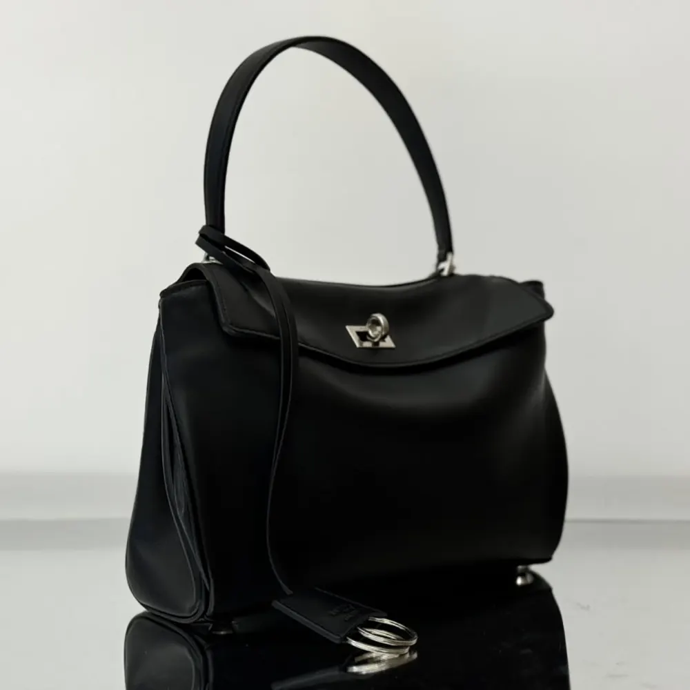 Balenciaga Women Rodeo Handbag Small In Black Smooth Calfskin Aged-Silver Hardware 4 Balenciaga Women Rodeo Handbag Small In Black Smooth Calfskin Aged-Silver Hardware