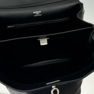 Balenciaga Women Rodeo Handbag Small In Black Smooth Calfskin Aged-Silver Hardware