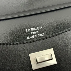Balenciaga Women Rodeo Handbag Small In Black Smooth Calfskin Aged-Silver Hardware
