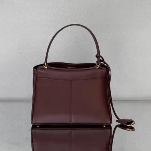 Balenciaga Women Rodeo Handbag Small In Dark Burgundy Smooth Calfskin Aged-Gold Hardware
