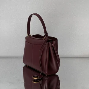 Balenciaga Women Rodeo Handbag Small In Dark Burgundy Smooth Calfskin Aged-Gold Hardware