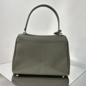 Balenciaga Women Rodeo Handbag Small In Khaki Smooth Calfskin Aged-Silver Hardware