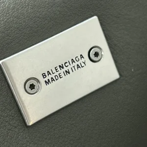 Balenciaga Women Rodeo Handbag Small In Khaki Smooth Calfskin Aged-Silver Hardware