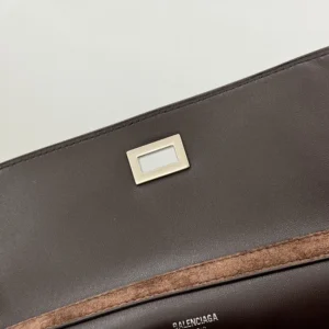 Balenciaga Women Rodeo Handbag Small In Light Espresso Waxed Suede Calfskin and Smooth Calfskin
