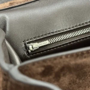 Balenciaga Women Rodeo Handbag Small In Light Espresso Waxed Suede Calfskin and Smooth Calfskin