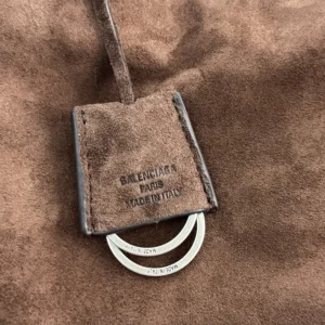 Balenciaga Women Rodeo Handbag Small In Light Espresso Waxed Suede Calfskin and Smooth Calfskin