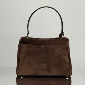 Balenciaga Women Rodeo Handbag Small In Light Espresso Waxed Suede Calfskin and Smooth Calfskin