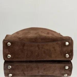 Balenciaga Women Rodeo Handbag Small In Light Espresso Waxed Suede Calfskin and Smooth Calfskin