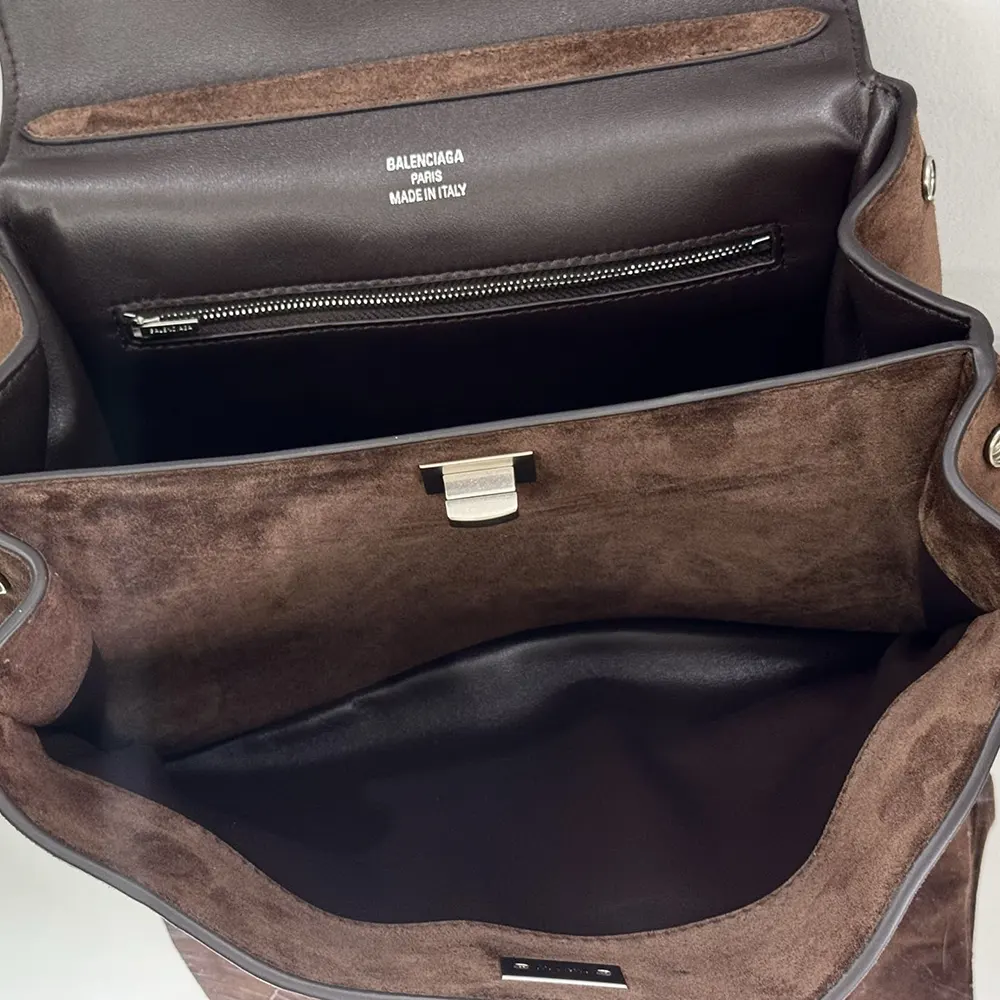 Balenciaga Women Rodeo Handbag Small In Light Espresso Waxed Suede Calfskin and Smooth Calfskin 6 Balenciaga Women Rodeo Handbag Small In Light Espresso Waxed Suede Calfskin and Smooth Calfskin