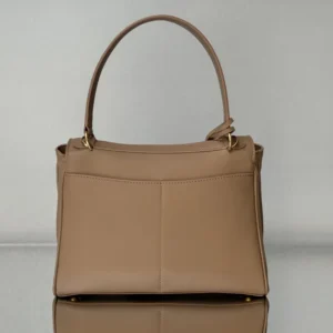 Balenciaga Women Rodeo Handbag Small In latte Smooth Calfskin Aged-gold Hardware