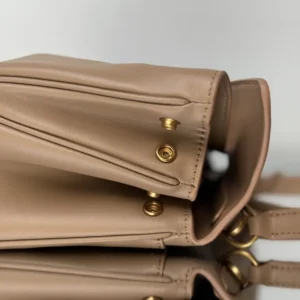 Balenciaga Women Rodeo Handbag Small In latte Smooth Calfskin Aged-gold Hardware