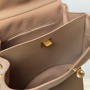 Balenciaga Women Rodeo Handbag Small In latte Smooth Calfskin Aged-gold Hardware