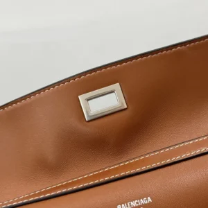 Balenciaga Women Rodeo Handbag Small in Tan Cowboy Vegetable Tanned Lambskin Aged-silver Hardware