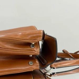 Balenciaga Women Rodeo Handbag Small in Tan Cowboy Vegetable Tanned Lambskin Aged-silver Hardware