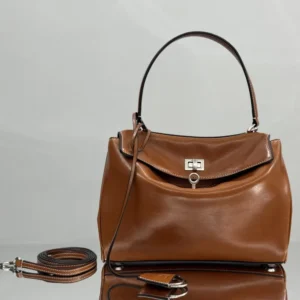 Balenciaga Women Rodeo Handbag Small in Tan Cowboy Vegetable Tanned Lambskin Aged-silver Hardware
