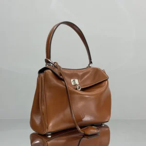 Balenciaga Women Rodeo Handbag Small in Tan Cowboy Vegetable Tanned Lambskin Aged-silver Hardware