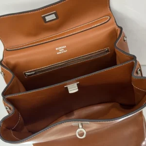 Balenciaga Women Rodeo Handbag Small in Tan Cowboy Vegetable Tanned Lambskin Aged-silver Hardware