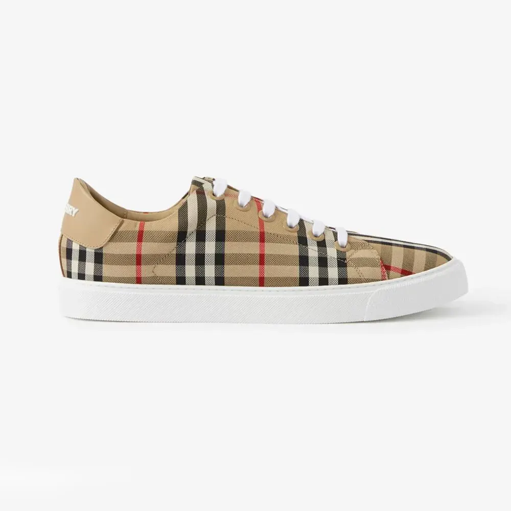 Burberry Unisex Check and Leather Sneakers-80497771