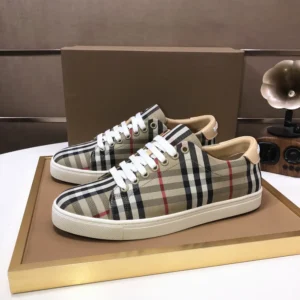 Burberry Unisex Check and Leather Sneakers-80497771