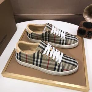 Burberry Unisex Check and Leather Sneakers-80497771