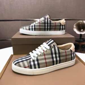 Burberry Unisex Check and Leather Sneakers-80497771