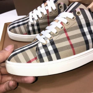 Burberry Unisex Check and Leather Sneakers-80497771