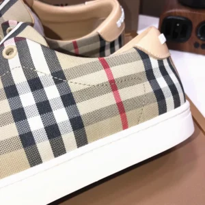 Burberry Unisex Check and Leather Sneakers-80497771