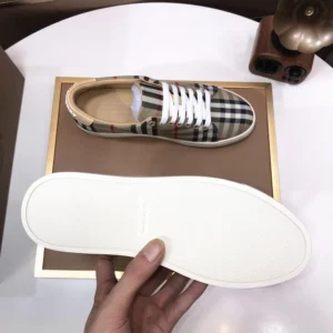 Burberry Unisex Check and Leather Sneakers-80497771