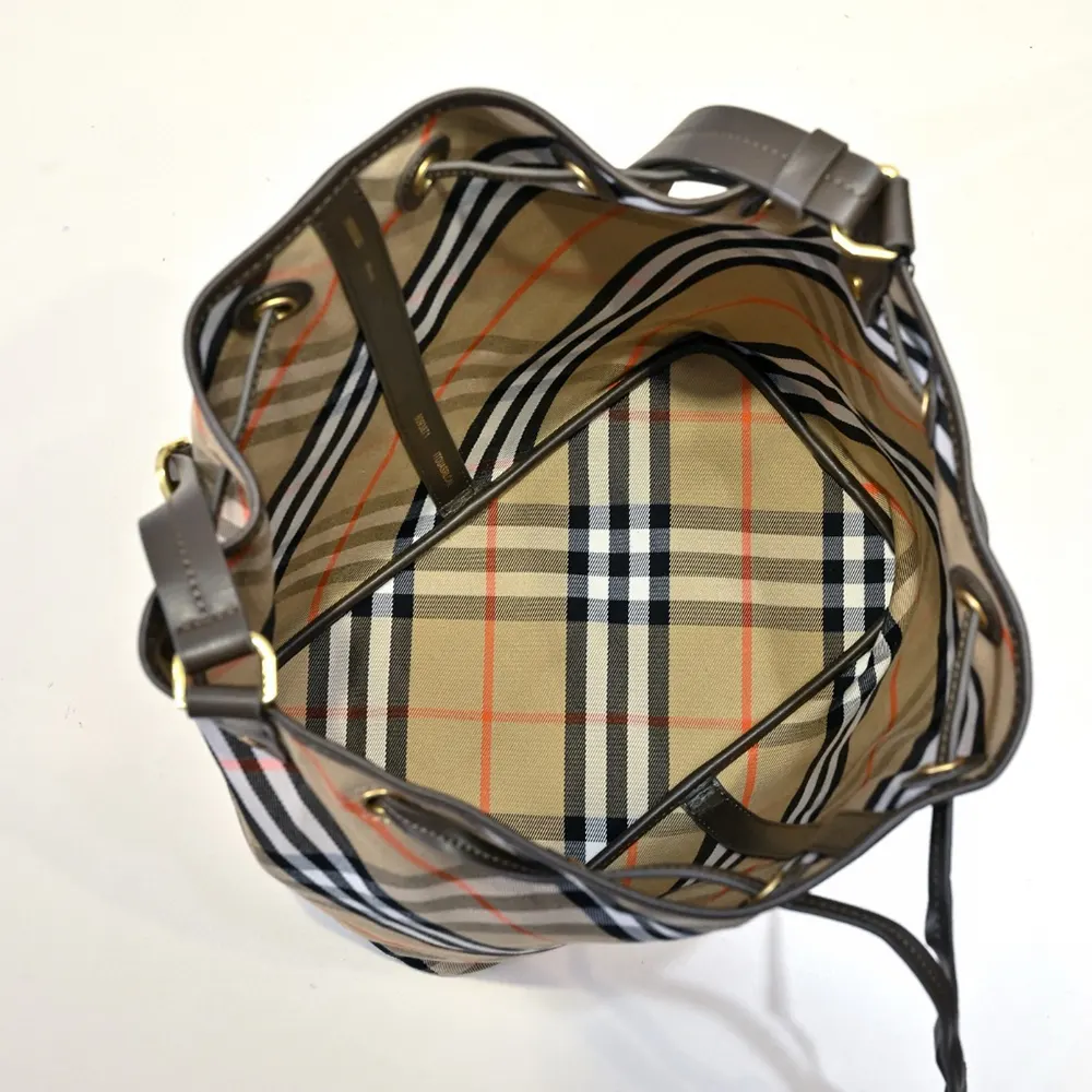Burberry Women Medium Check Drawstring Pouch 13 Burberry Women Medium Check Drawstring Pouch
