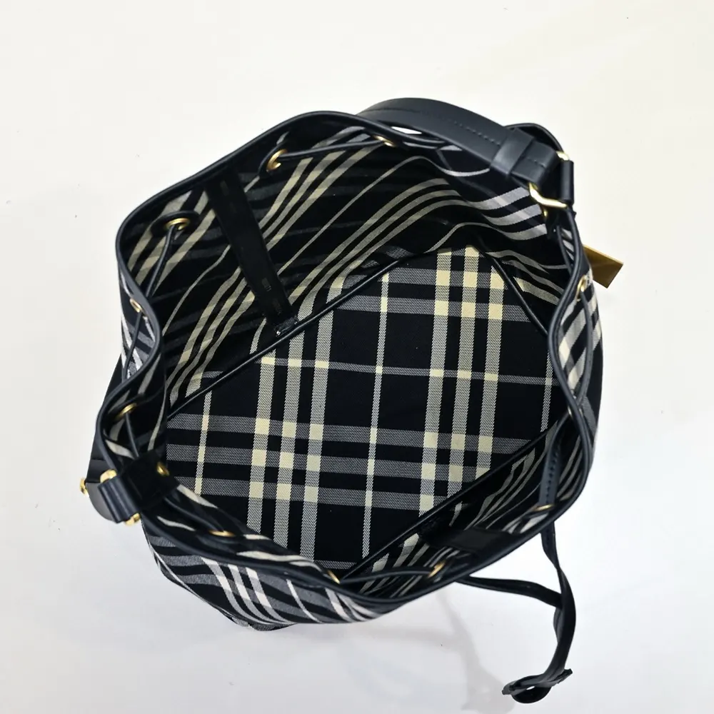 Burberry Women Medium Check Drawstring Pouch 7 Burberry Women Medium Check Drawstring Pouch
