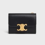 Celine Women Compact Wallet with Coin Triomphe in Shiny Calfskin 10I653DPV