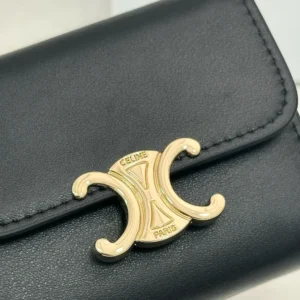Celine Women Compact Wallet with Coin Triomphe in Shiny Calfskin 10I653DPV