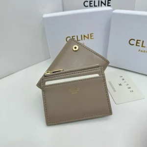 Celine Women Compact Wallet with Coin Triomphe in Shiny Calfskin-Grey
