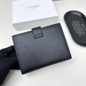 Celine Women Medium Strap Wallet Nino in Supple Grained Calfskin-Black