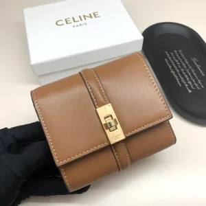 Celine Women Small Trifold Wallet 16 in Satinated Calfskin-Brown