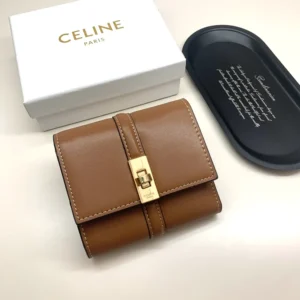 Celine Women Small Trifold Wallet 16 in Satinated Calfskin-Brown