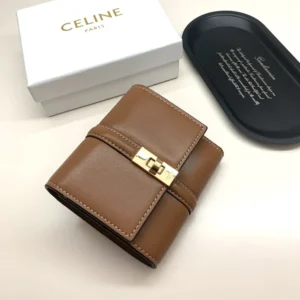 Celine Women Small Trifold Wallet 16 in Satinated Calfskin-Brown