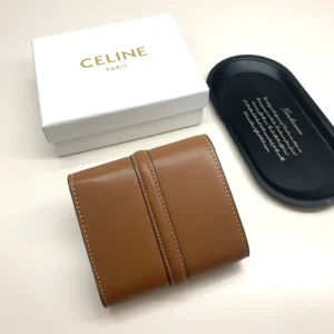 Celine Women Small Trifold Wallet 16 in Satinated Calfskin-Brown