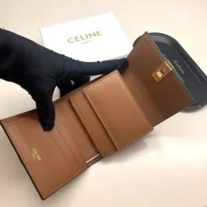 Celine Women Small Trifold Wallet 16 in Satinated Calfskin-Brown