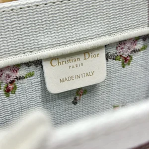 Dior Women Dioramour Small Dior Book Tote with Strap White Multicolor Revolution Flowers Embroidery
