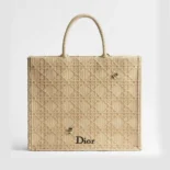 Dior Women Large Dior Book Tote Natural Raffia-Effect Cannage Embroidery M1349OEQY